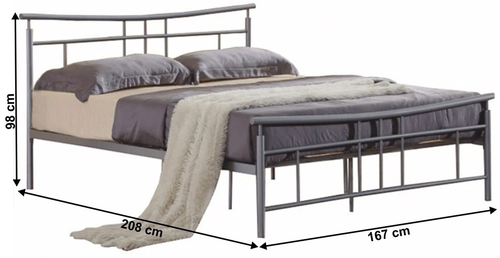 Pat matrimonial 160 cm Daija 160 (mat argintiu) (cu grătar). 1065238