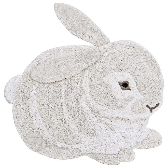 Covor pentru copii gri deschis lavabil/țesut manual din bumbac 130x135 cm Bunny – Lorena Canals
