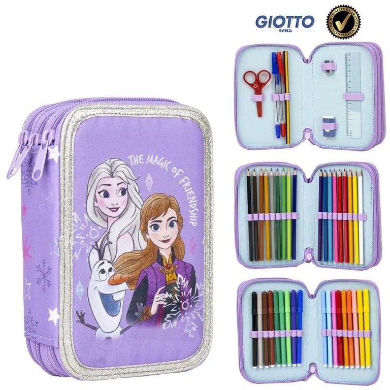 Disney Regatul de gheață Penar magic cu 3 compartimente umplut