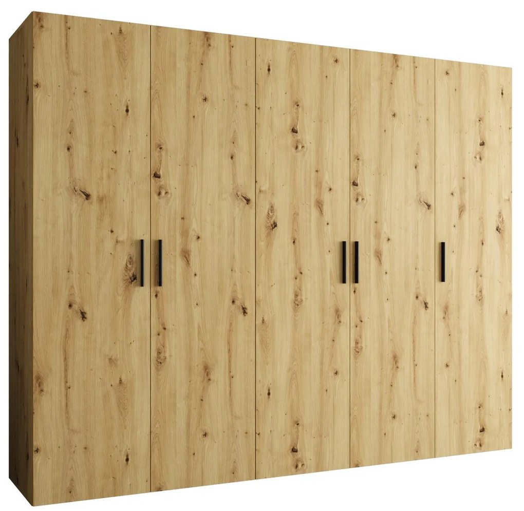 Dulap de haine 250 cm Borry 1 (Stejar artisan + Negru). 1125778