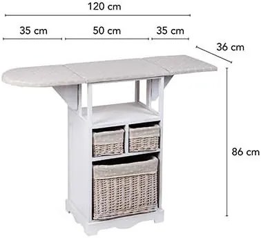 COA22 - 2 in 1 Comoda si Masa Calcat, 54 cm, 3 cosuri - Alb