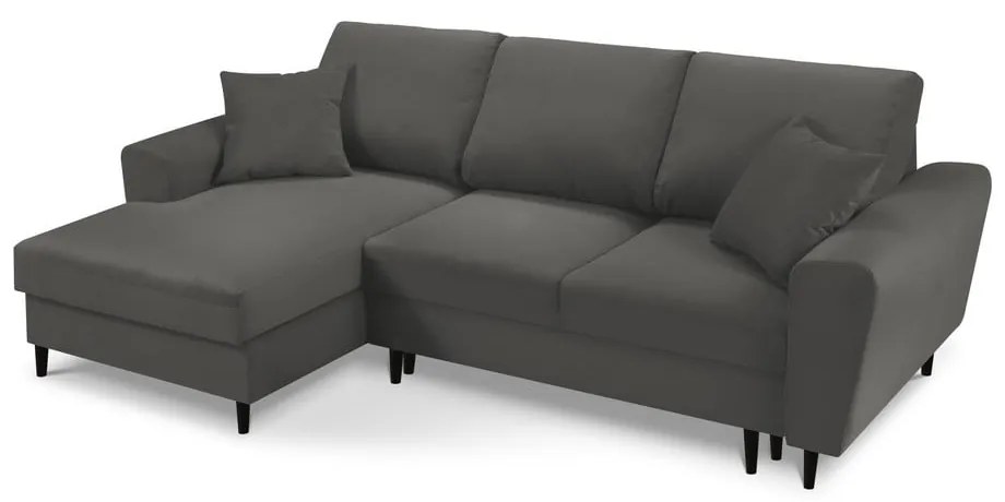 Colțar din catifea cu șezlong pe partea stângă Kooko Home Jazz, gri închis