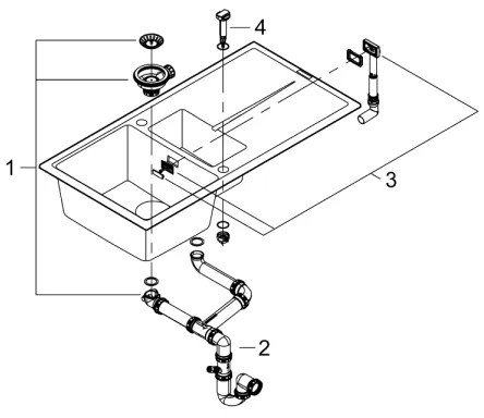 GROHE 31642AP0 - Chiuvetă K400 1000 × 500 mm granit/negru