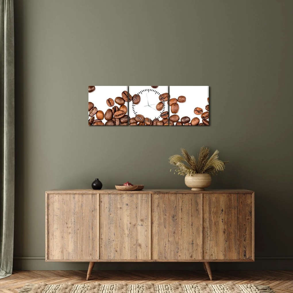 Tablou - Boabe de cafea (cu ceas) (90x30 cm)