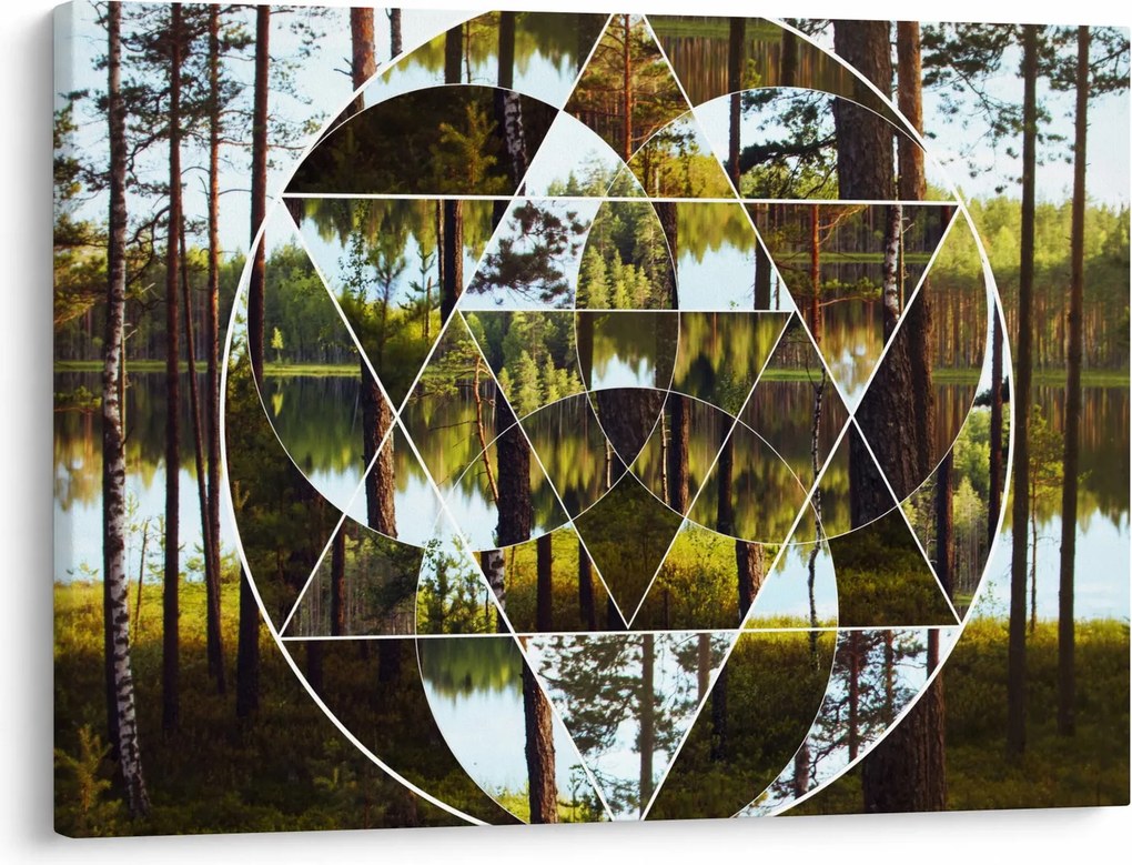 Tablou - Colaj geometric pe fundalul pădurilor nordice (70x50 cm)
