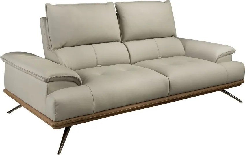 Canapea 2 locuri, tapitata cu piele naturala, spatar rabatabil Grey taupe