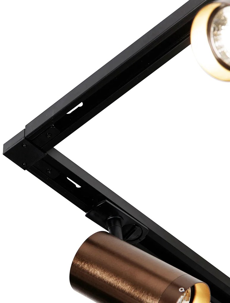 Sistem de șine modern cu 5 spoturi Bronz închis monofazat GU10 70mm - Iconic Jeana Luxe