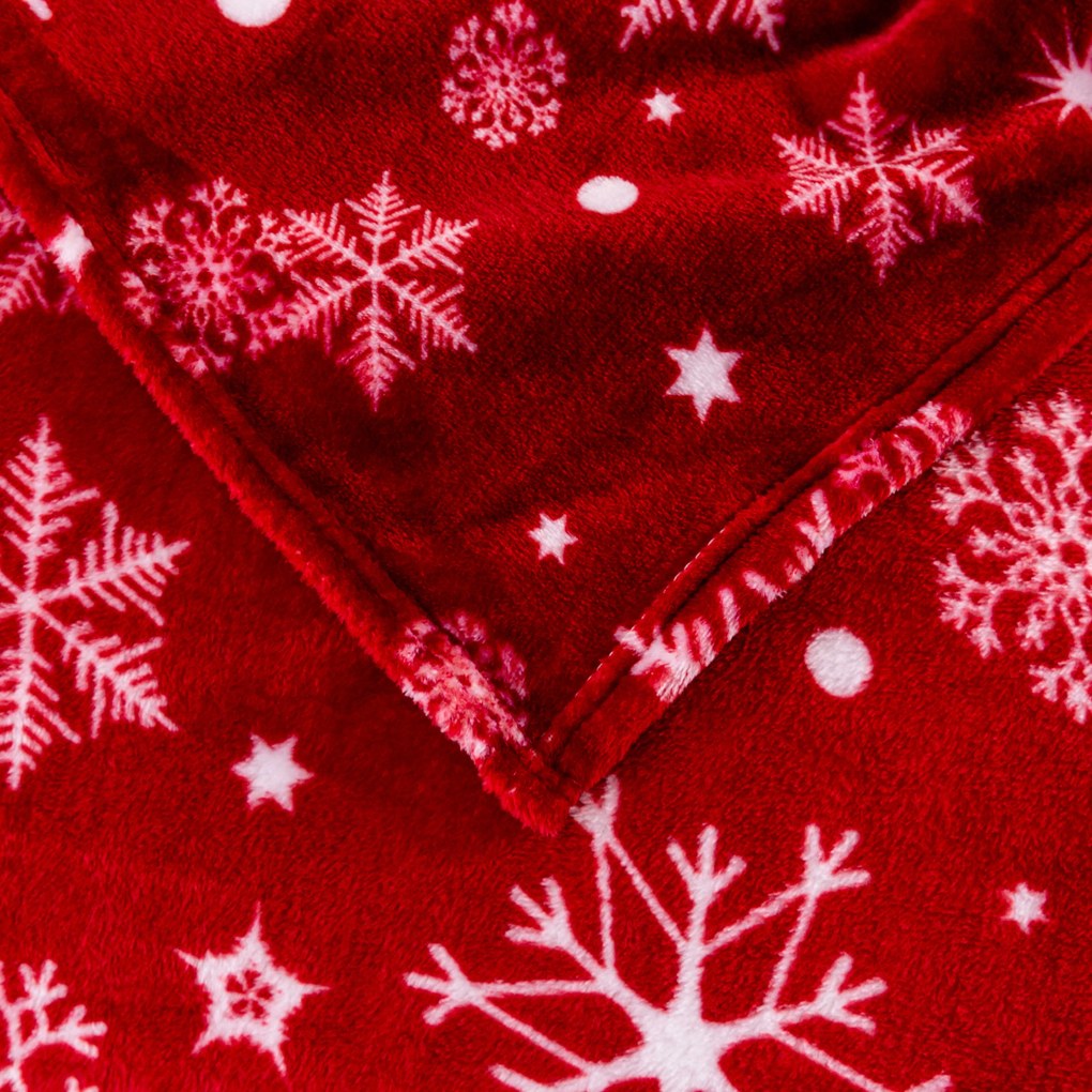 Patura Cocolino rosie de Craciun SNOWFALL Dimensiune: 200 x 220 cm