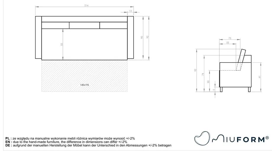 Canapea extensibilă din catifea Miuform Tender Eddie, bej