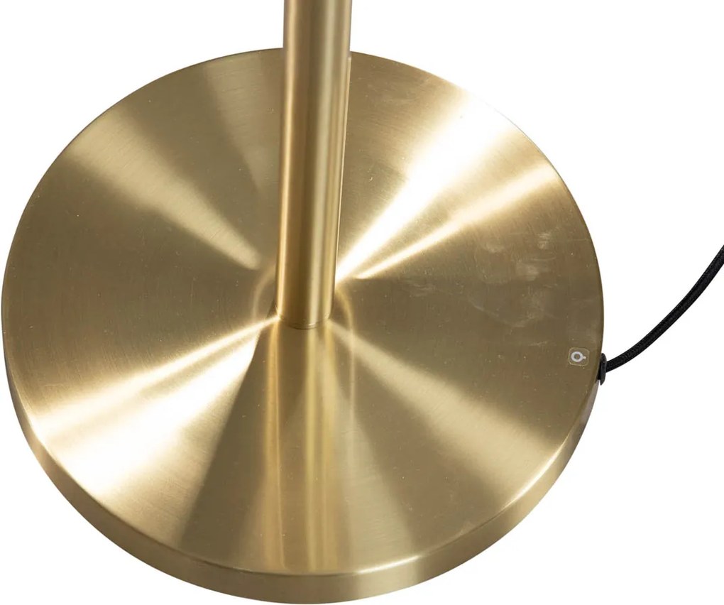 Lampă de podea din alamă cu abajur din velur maro 40cm - Simplo