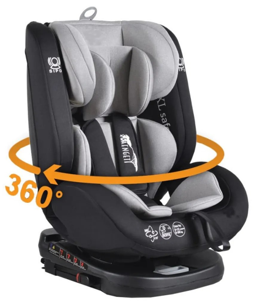 Scaun Auto cu Isofix NOVOKIDS™ Serengenti Deluxe, Rotire 360°, 0-36 kg, Tetiera reglabila pe inaltime, Omologare R-129 i-Size, Centura 5 puncte,