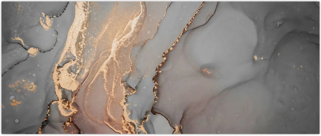 Tablou - Marmură gri-auriu (120x50 cm)