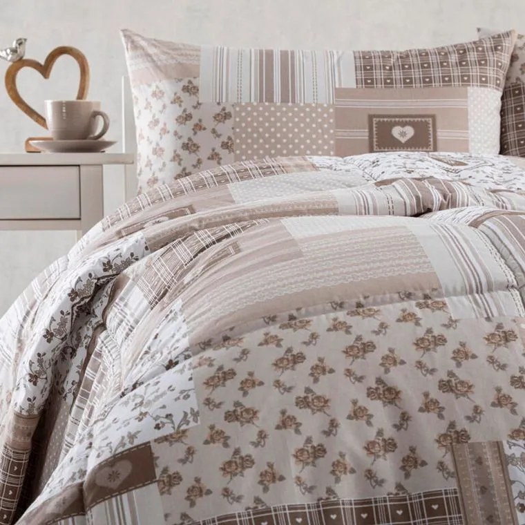 decoDoma Set de vară pernă şi pilotă PATCHWORK bej