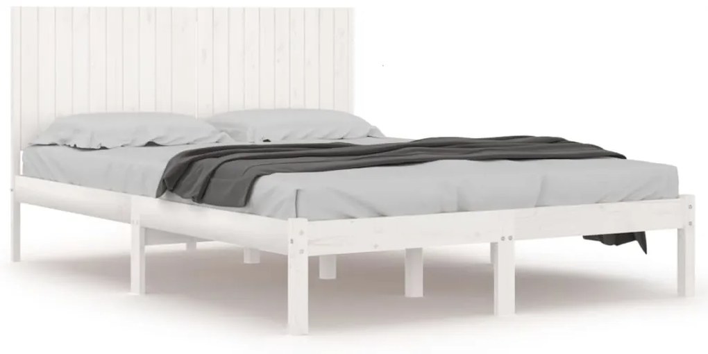 3104434 vidaXL Cadru de pat, alb, 200x200 cm, lemn masiv de pin