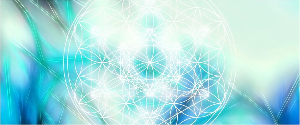 Tablou - Merkaba pe un fundal turcoaz (120x50 cm)