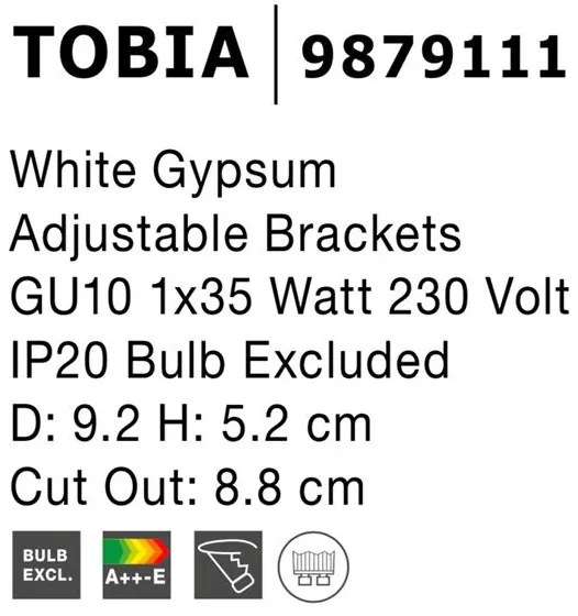 Spot din ghips incastrabil tavan fals TOBIA NVL-9879111