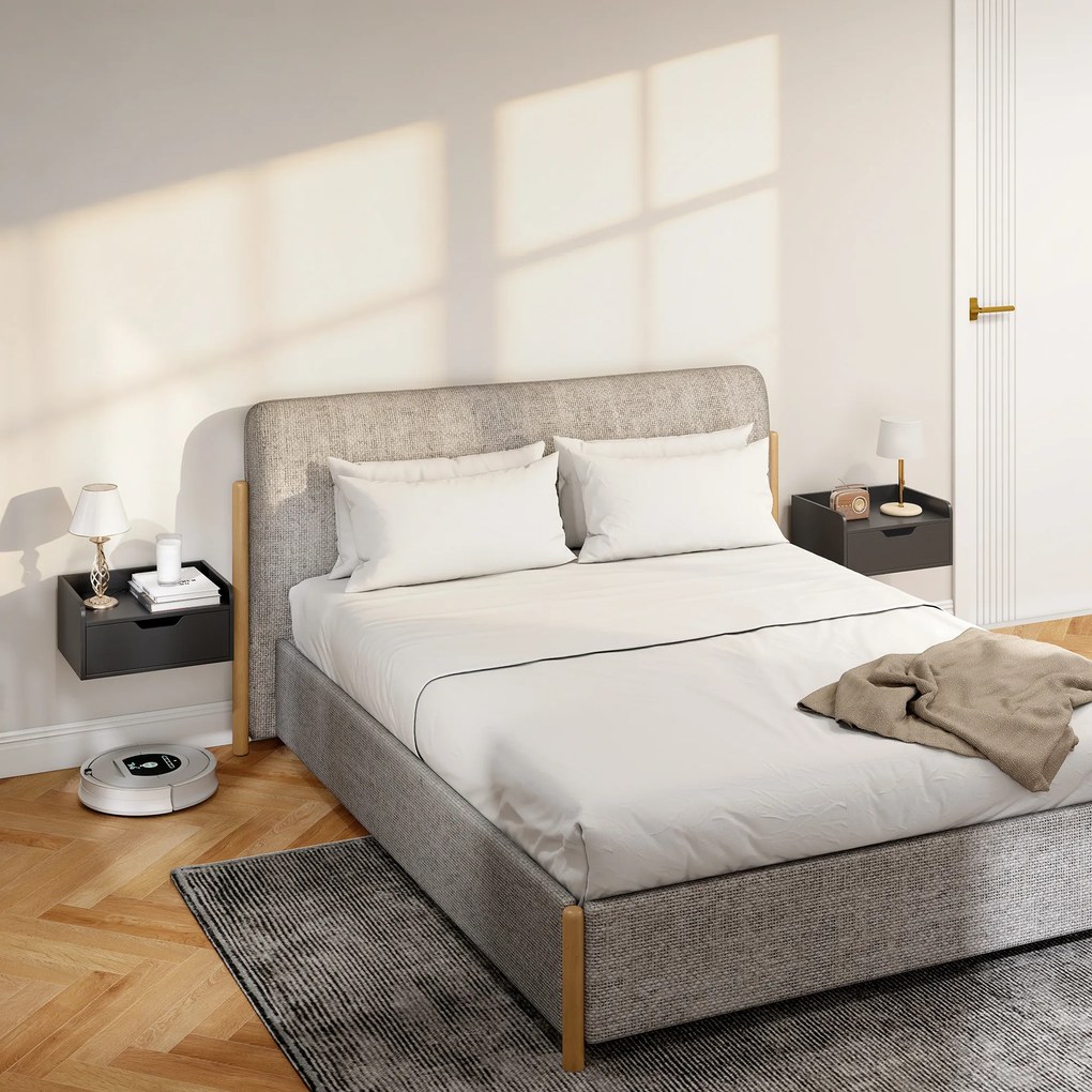 HOMCOM Set de 2 noptiere suspendate tables de nuit suspendues sertar blat aspect lemn dim. 40L x 30l x 19,5H cm | Aosom Romania