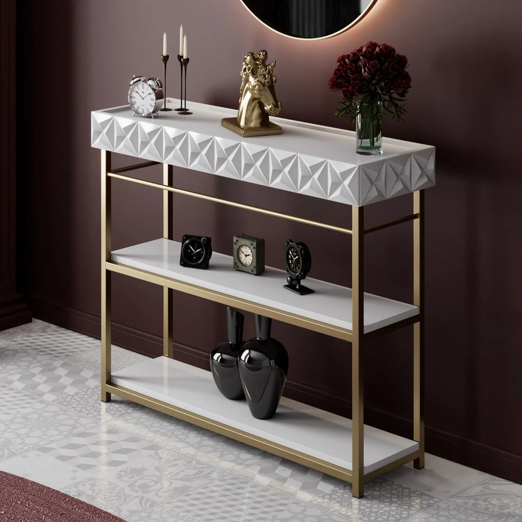 Consolă Zumrut - White, Gold (102)