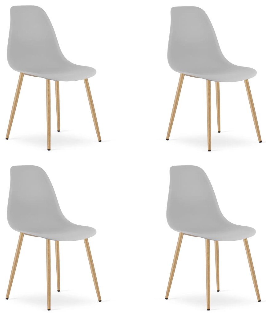 Set 4 Scaune Bucatarie/Dining Velo Plus Gri Deschis Picioare Metalice Finisaj Lemn