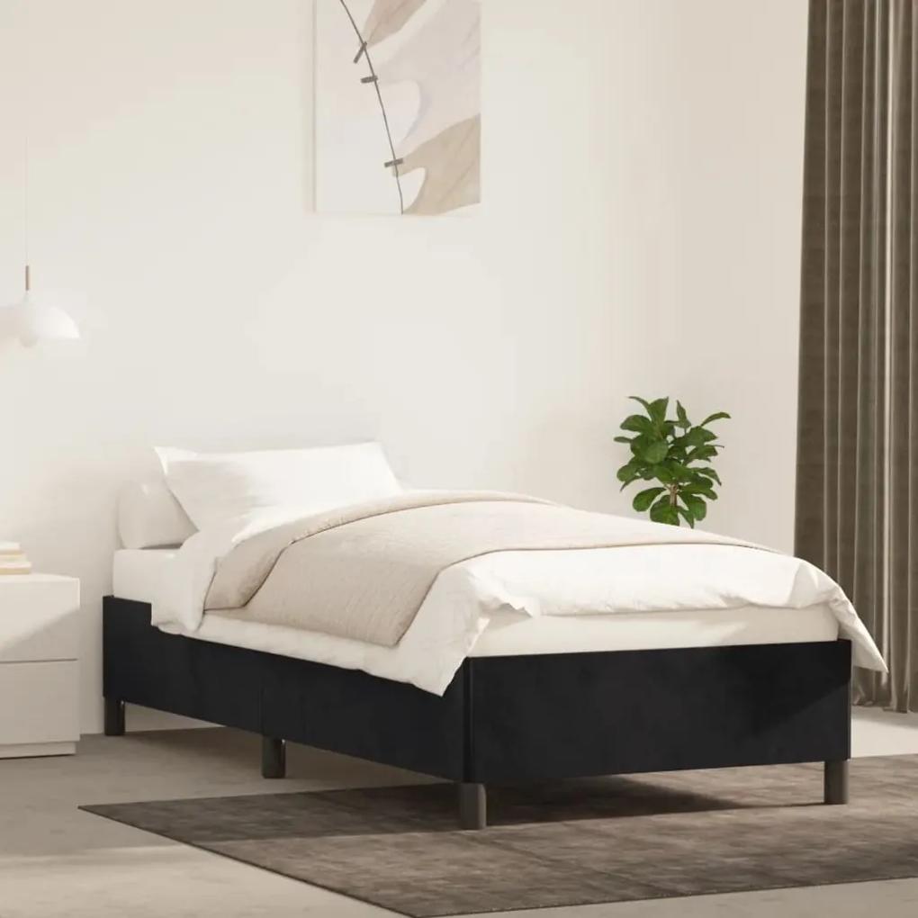 Cadru de pat, negru, 90x190 cm, catifea Negru, 35 cm, 90 x 190 cm