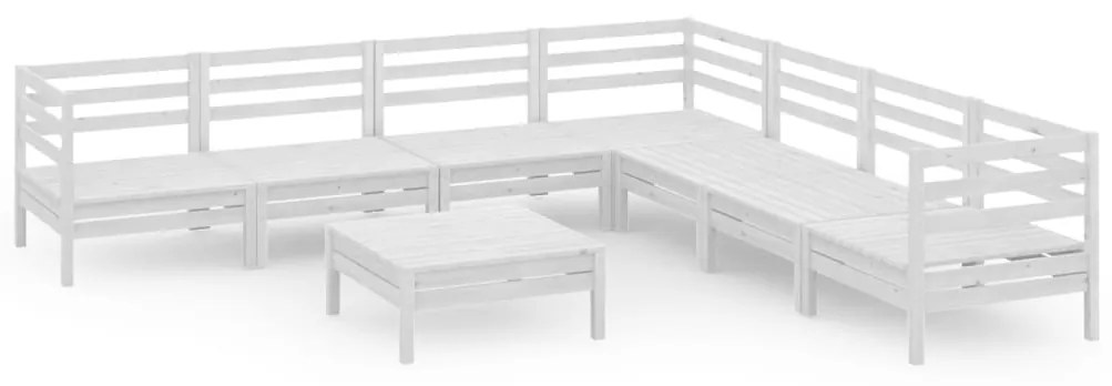 3083100 vidaXL Set mobilier de grădină, 8 piese, alb, lemn masiv de pin