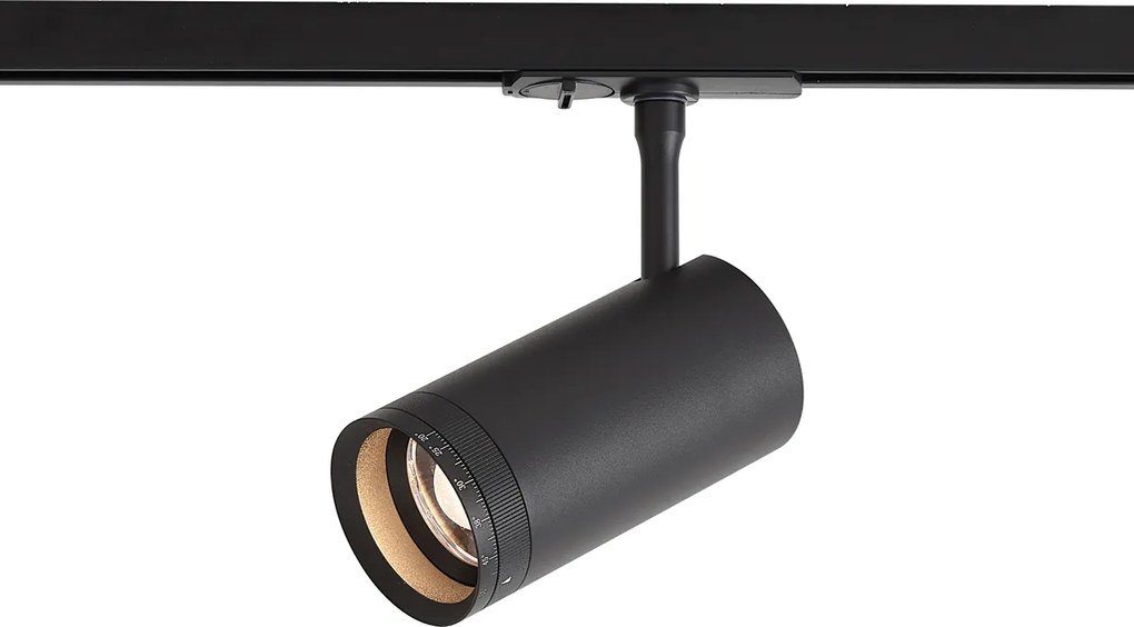 Spot modern negru pentru sistem de șină monofazat, cu LED, rotativ și înclinabil - Iconic Zoom