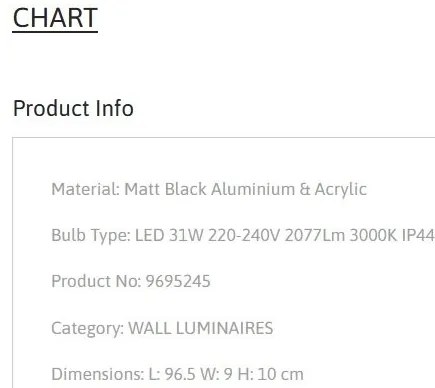Aplica LED pentru oglinda baie IP44 CHART 31W negru