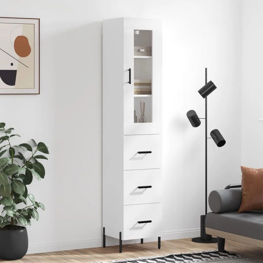 vidaXL Dulap înalt, alb, 34,5x34x180 cm, lemn prelucrat