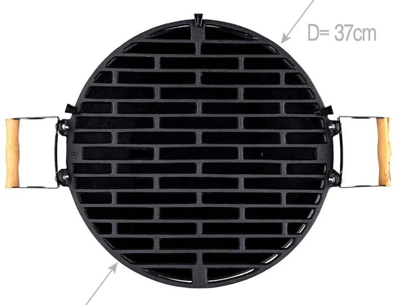 Gratar din fonta Muhler 1008592, Ø37 cm, Carbune, Reglabil, Control flux de aer, Negru