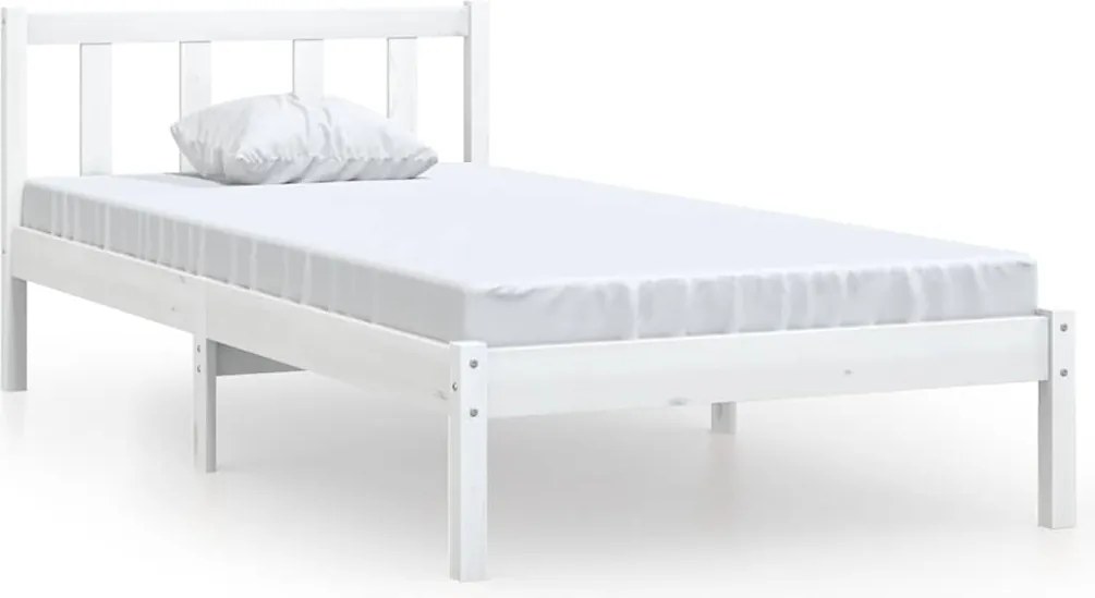 vidaXL Cadru de pat, alb, 100x200 cm, lemn masiv de pin