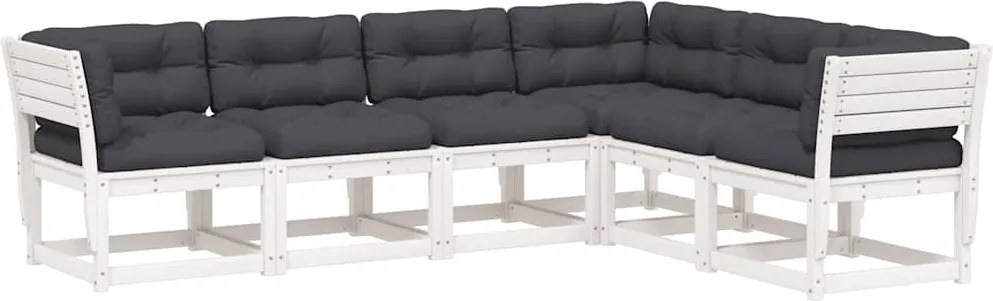 vidaXL Set canapele de grădină cu perne 6 piese alb lemn masiv de pin