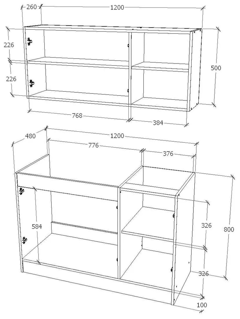 Set haaus Ara, Stejar Wotan/Alb, L 120 cm