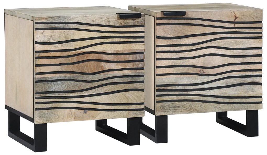 vidaXL Mese de noptieră 2 pcs natural 40 x 33.5 x 46 cm