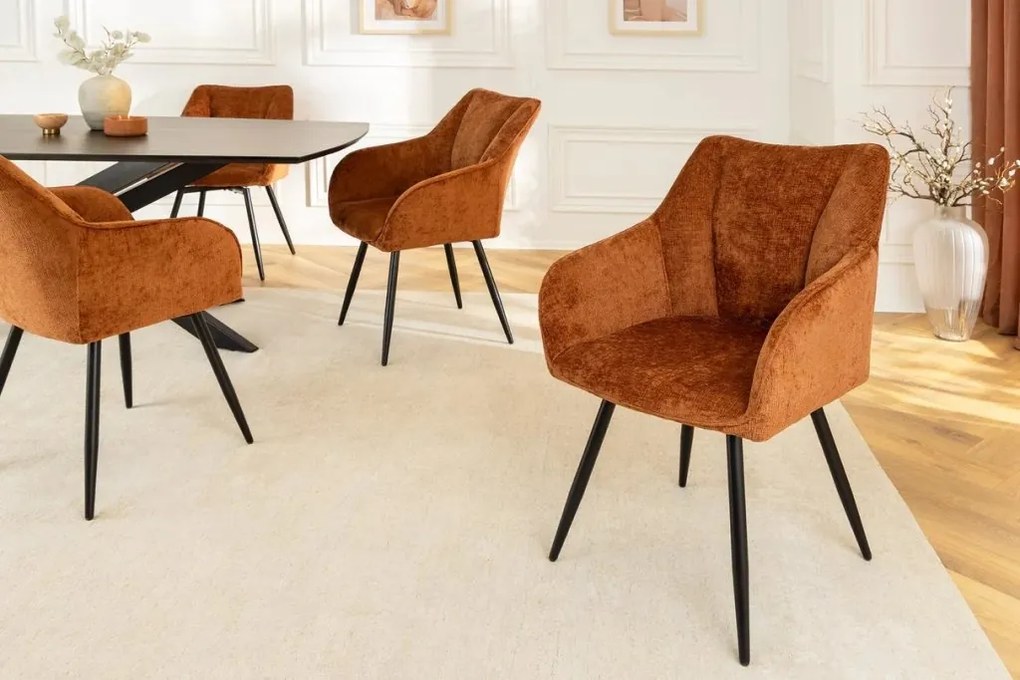 Set de 2 scaune pivotante, Metal Negru, Chenille Maro, AVIGNON A-46471 VC