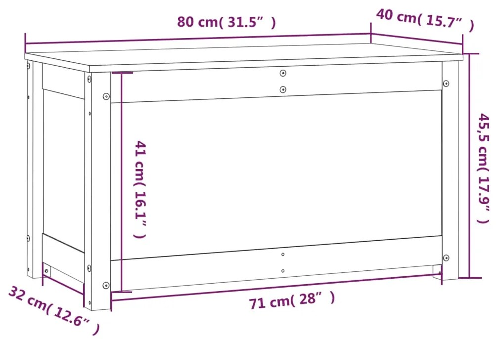 Cutie de depozitare, alb, 80x40x45,5 cm, lemn masiv de pin 1, Alb, 80 x 40 x 45.5 cm