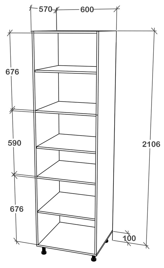 Corp haaus Karo, 2 Usi, cu spatiu cuptor, Gri Lucios/Alb, MDF, 60 x 57 x 210 cm