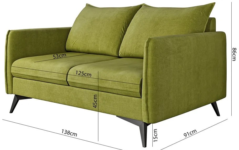 Canapea verde 138 cm Juli Bis – Ropez