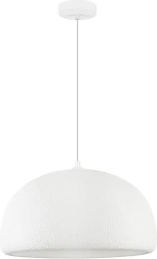 Lustra suspendata cu textura granulata Davo 43cm, alb piatra