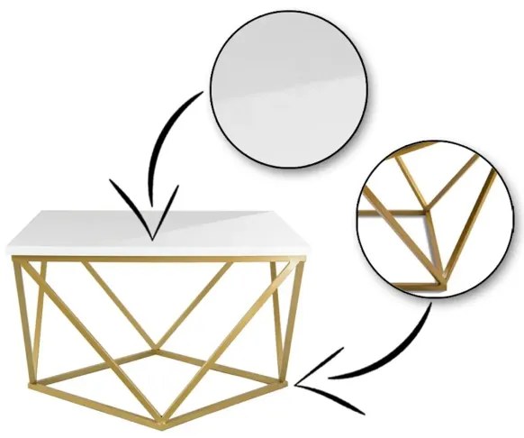 Masa de cafea CURVED 62x62 cm alama/alb