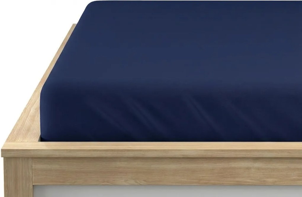 Cearsaf din bumbac cu elastic STANDARD 90 x 200 cm bleumarin