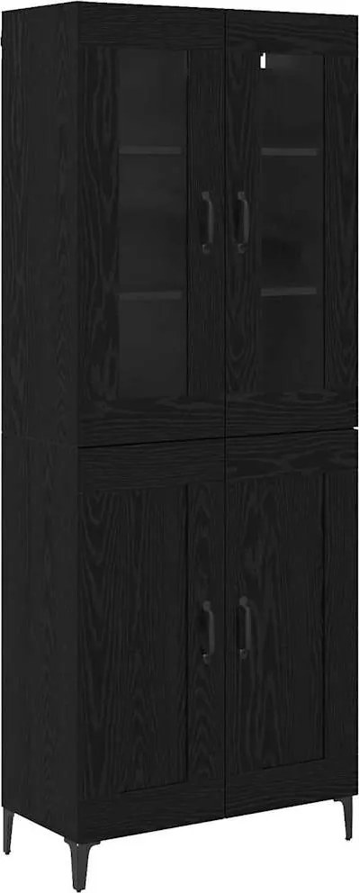 vidaXL Bufet Stejar Negru 69,5 x 34 x 180 cm Lemn compozit