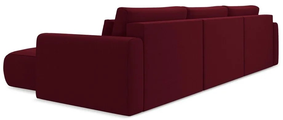 Colțar burgundy extensibil/cu spațiu de depozitare cu tapițerie din catifea (în formă de "U") Kapua – Makamii