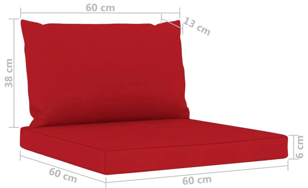 Set mobilier de gradina cu perne rosii, 9 piese Rosu, 4x mijloc + 4x colt + masa, 1