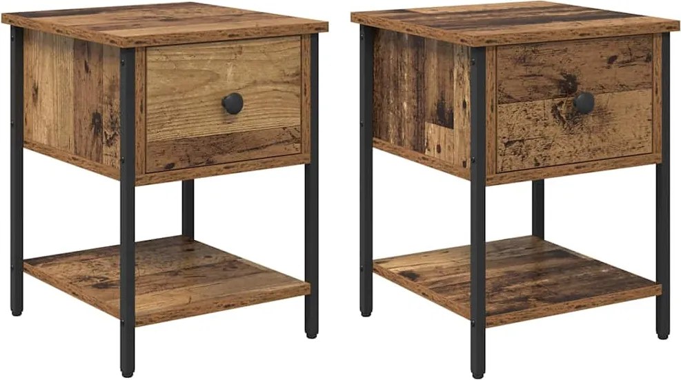 vidaXL Noptieră 2 pcs Lemn vechi 34 x 35,5 x 45 cm Lemn compozit