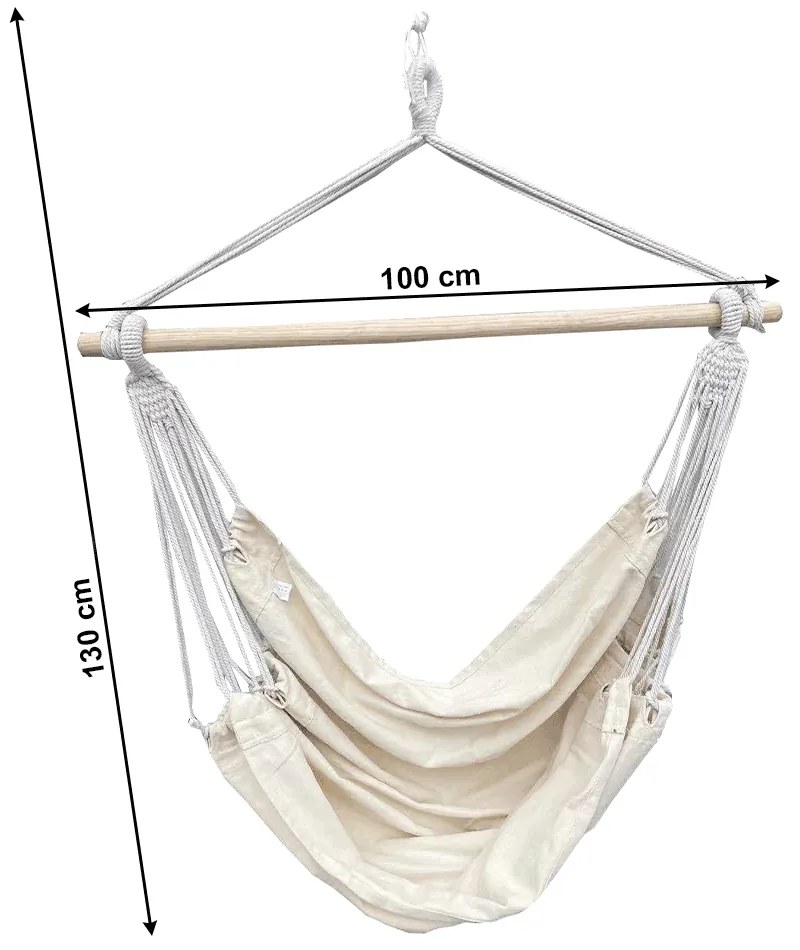 Fotoliu balansoar suspendat 100x130 cm Lean (alb + bej). 1034274