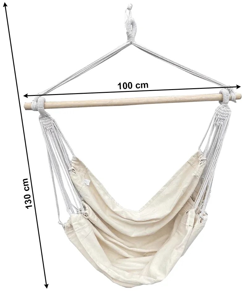 Fotoliu balansoar suspendat 100x130 cm Lean (alb + bej). Promo -64%. 1034274