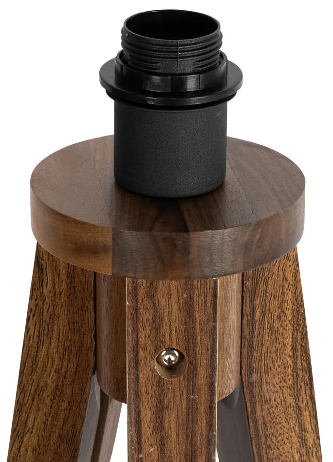 Lampă de podea rustică cu trepied din lemn de nuc - Tripod Classic