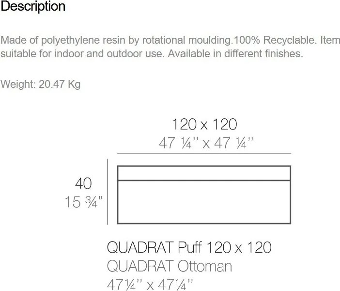 Taburete de exterior / interior design modern premium JUT Chill OTTOMAN 120cm