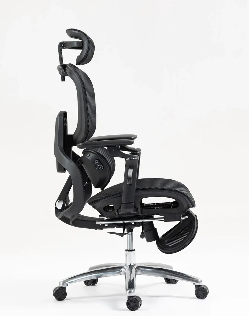 VIGOCHAIR ULTRA PRO ROLLER Scaun ergonomic, spatar reglare verticala, suport lombar cu masaj si incalzire, sezut translatie, cotiere 6D, suport picioare, Full Mesh, Negru