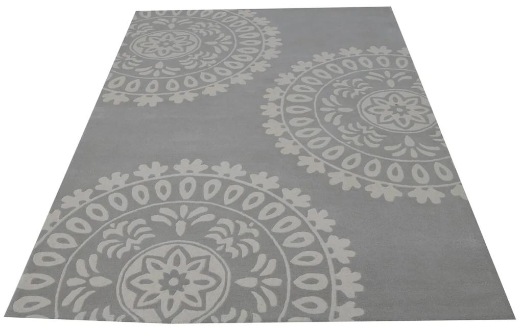 Covor Mandala Bedora, 200x300 cm, 100% lana, multicolor, finisat manual